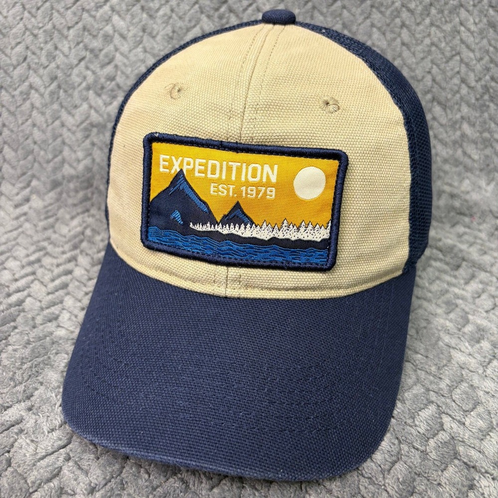 George Mens Expedition Est 1979 Trucker Hat Navy Tan Mesh Snapback Cap